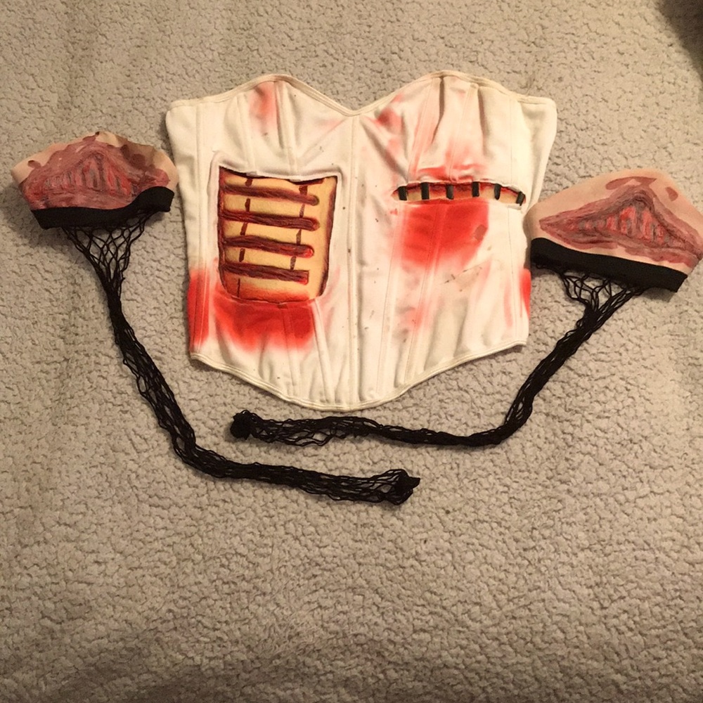 Flesh corset and thigh highs
